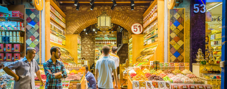 Food tour in the spice bazaar of Istanbul Turkey